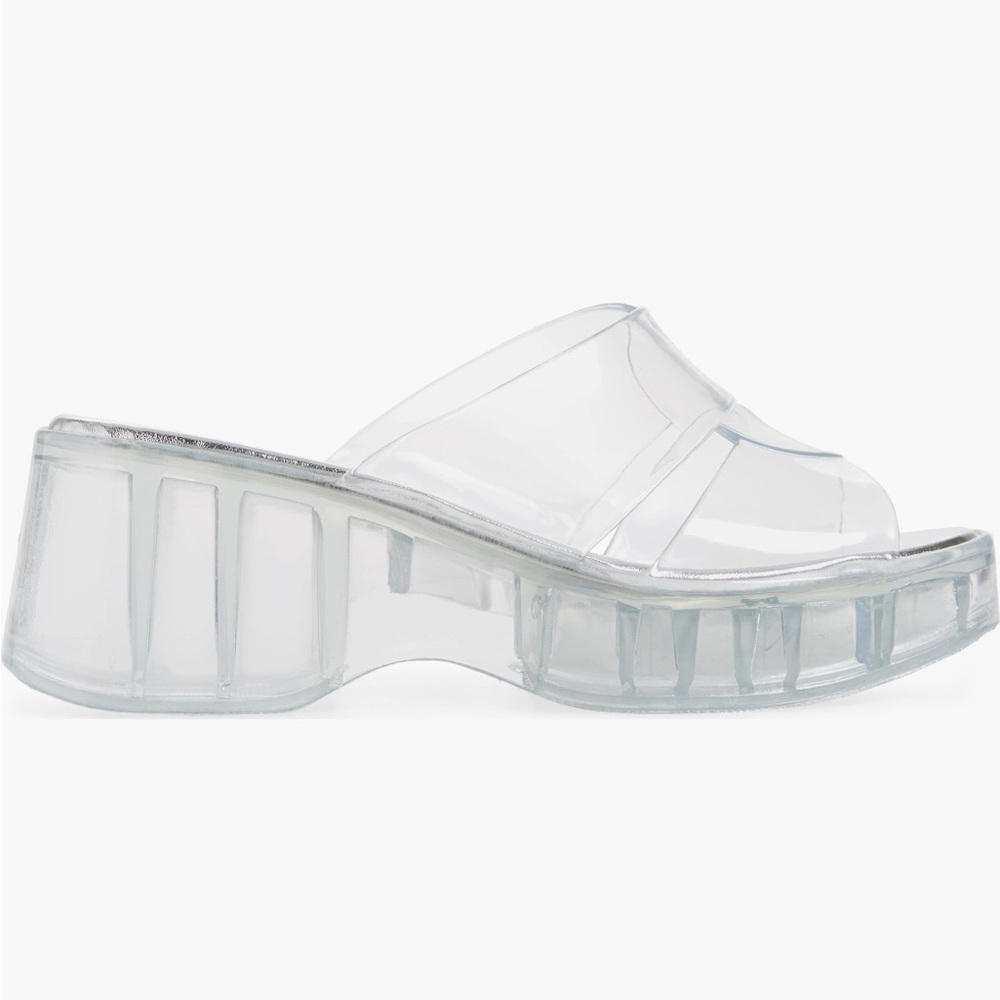 Transparent Clear Platform Wedge Slide Sandals Je… - image 3